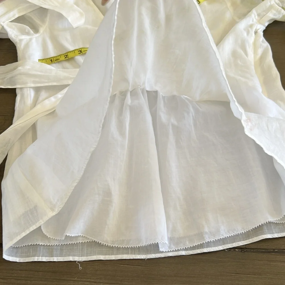 J. Crew White Wrap Blouse with Cuffed Sleeves Linen like - Picture 8 of 9